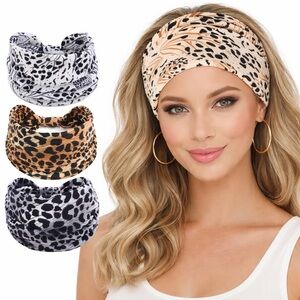 Stylish Leopard Print Headbands - Set of 4